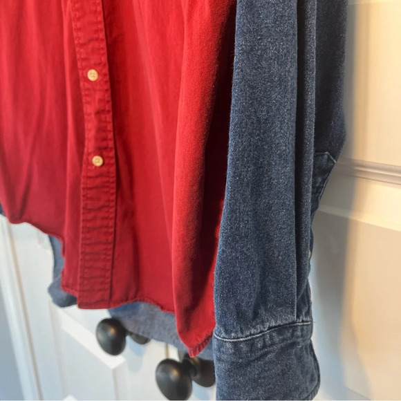 Vintage Tommy Hilfiger Mens Large Long Sleeve Denim Button Up Shirt Pockets - Picture 6 of 9